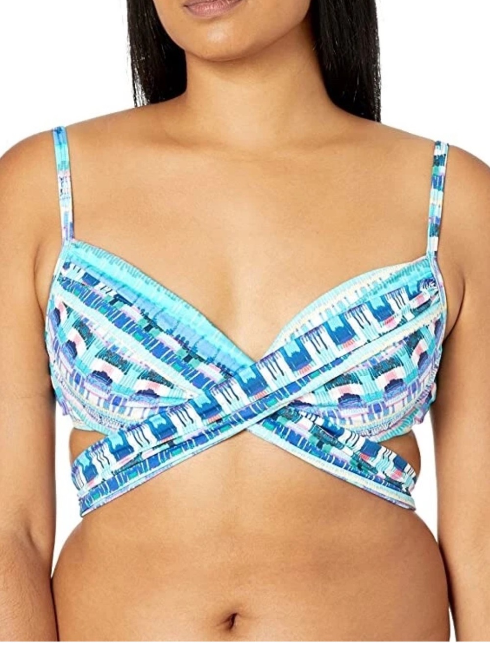 La Blanca  Island Goddess swimsuit blue teal top size 12 NWT